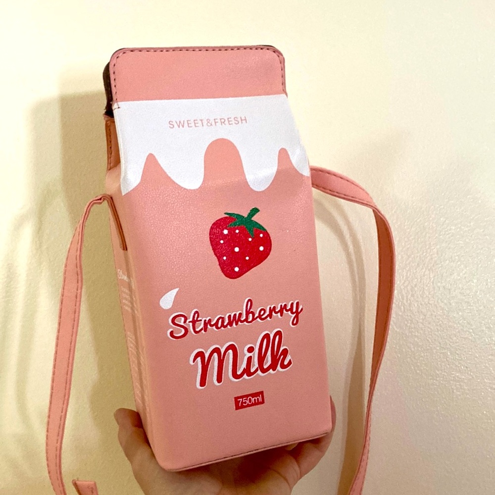 Strawberry milk, Crossbody bag, pink